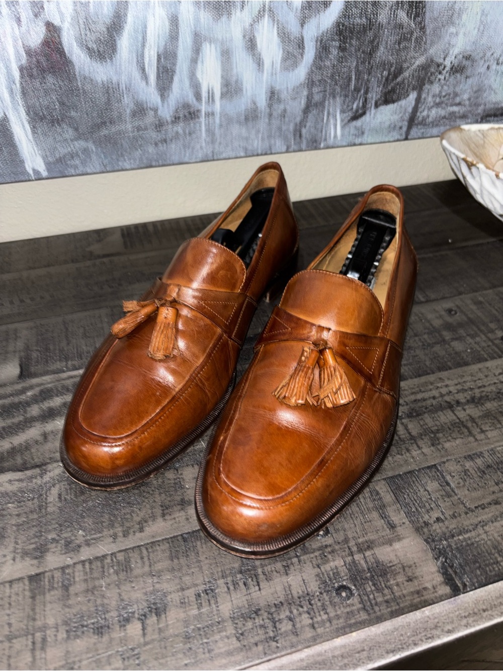 Johnston & Murphy brown leather tassel loafers MENS SZ 10M - Picture 12 of 12